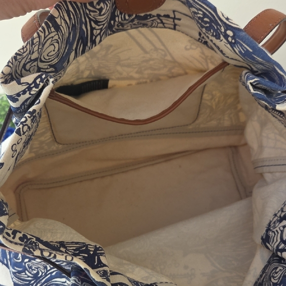 Lauren Ralph Lauren Nautical Sailors Canvas Leather Crossbody Satchel Purse Bag - Picture 12 of 14